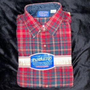 Pendleton: Long Sleeve: Red/Green Plaid: Large: New With Tag! 100% Virgin Wool